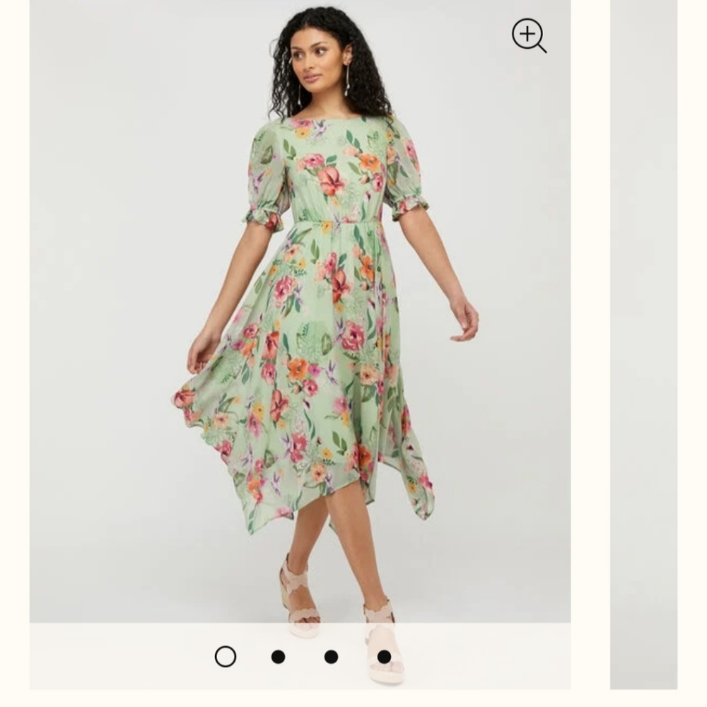Floral Midi Dress in Light Green